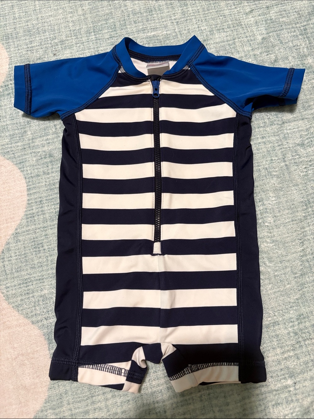 Hanna Andersson Navy & White Swimsuit, 6-12 mo